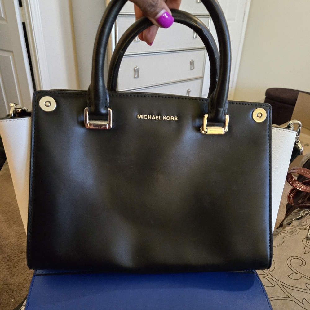 Michael Kors Black and Cream Satchel